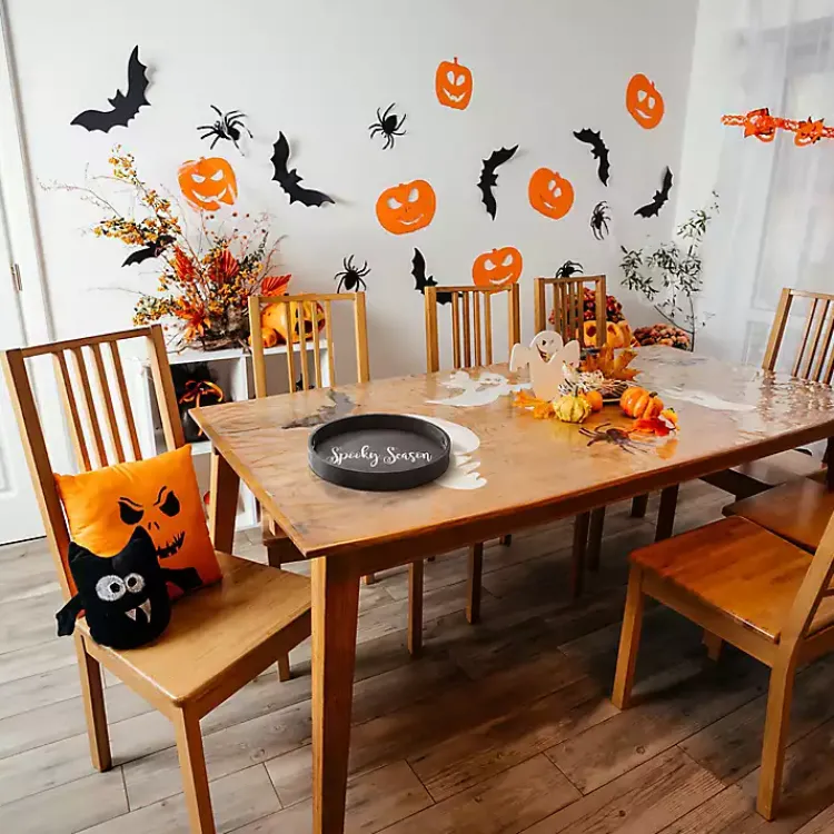 Halloween>Kirklands Home Round Spooky Season Wood Tray Black