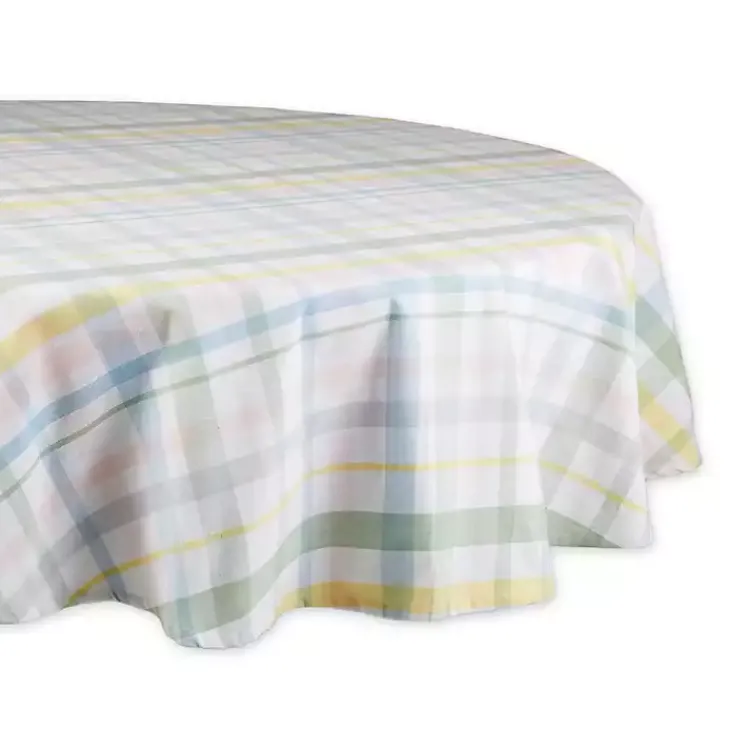 Kirklands Home Round Sweet Spring Plaid Tablecloth, 70 in. Multi Discount