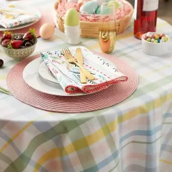 Kirklands Home Round Sweet Spring Plaid Tablecloth, 70 in. Multi Discount