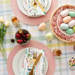 Kirklands Home Round Sweet Spring Plaid Tablecloth, 70 in. Multi Discount