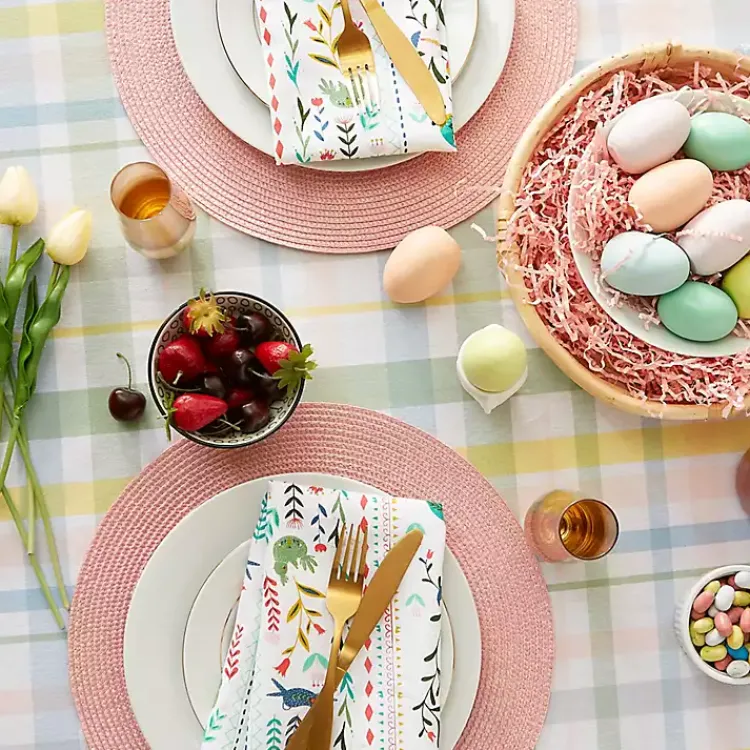 Kirklands Home Round Sweet Spring Plaid Tablecloth, 70 in. Multi Discount