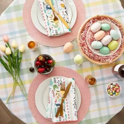 Kirklands Home Round Sweet Spring Plaid Tablecloth, 70 in. Multi Discount