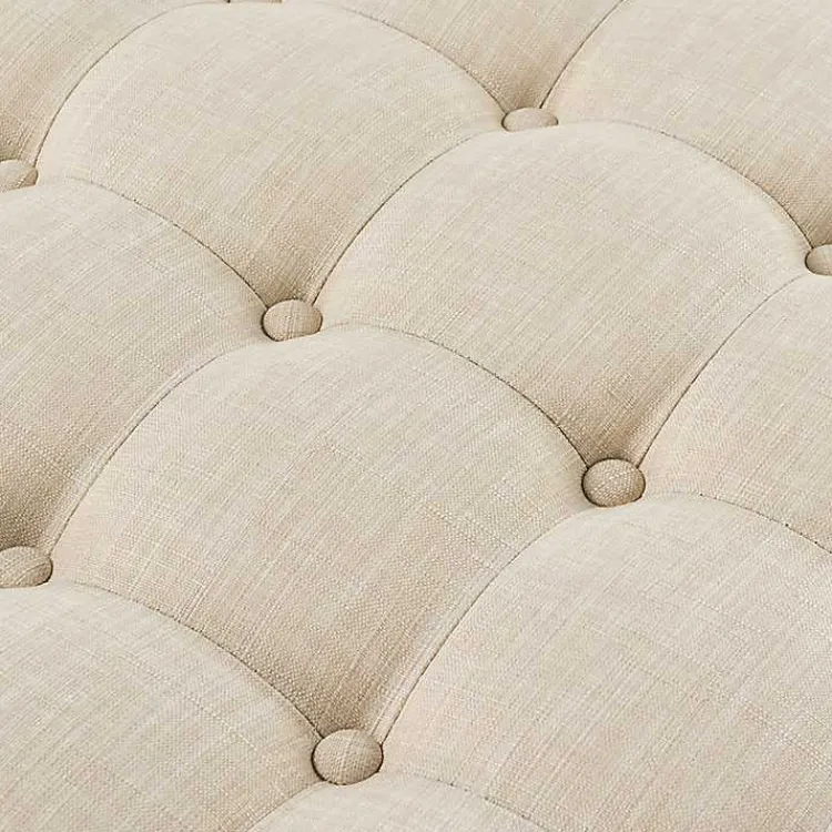 Kirklands Home Round Cepheus Tufted Ottoman Tan Outlet