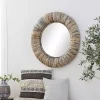 Kirklands Home Round Teak Wood Coiled Tampar Frame Mirror New