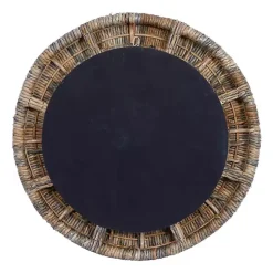 Kirklands Home Round Teak Wood Coiled Tampar Frame Mirror New