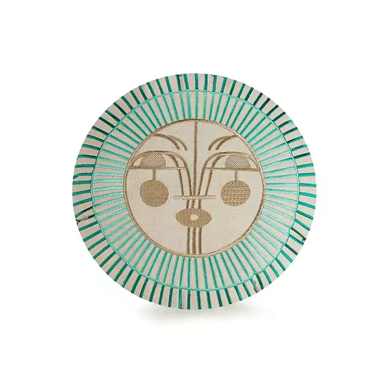 Pillows>Kirklands Home Round Teal Sunshine Face Pillow