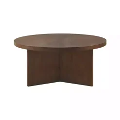 Kirklands Home Round Walnut Wood Starburst Coffee Table Brown