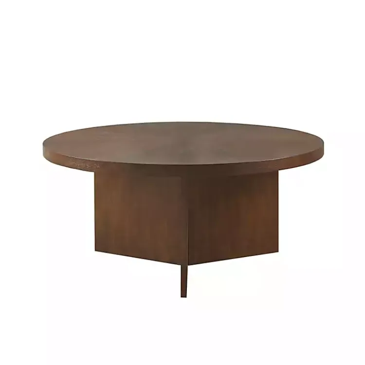 Kirklands Home Round Walnut Wood Starburst Coffee Table Brown