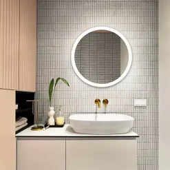 Kirklands Home Round Whit LED Wall Mirror Clearance