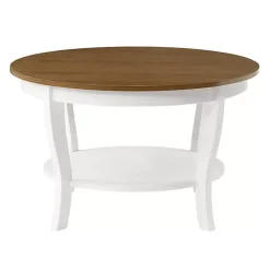 Kirklands Home Round and Natural Curved Legs Coffee Table White Hot