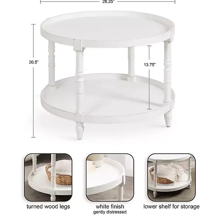 Kirklands Home Round Bellport Coffee Table White Discount