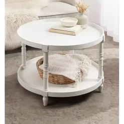 Kirklands Home Round Bellport Coffee Table White Discount