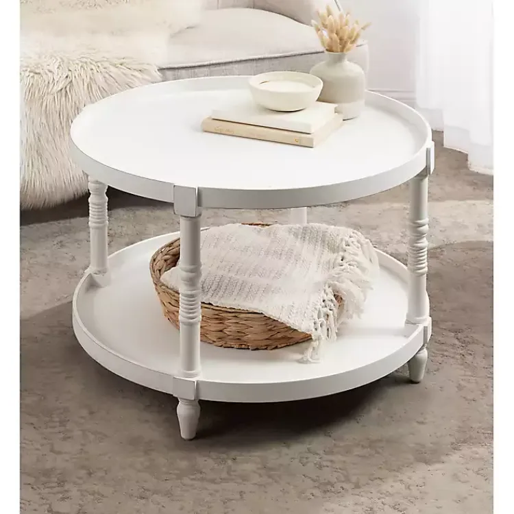 Kirklands Home Round Bellport Coffee Table White Discount