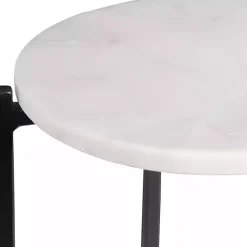 Kirklands Home Round White Marble Accent Tables, Set of 2 Black Outlet