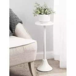 Kirklands Home Round Metal Layla Accent Table White New