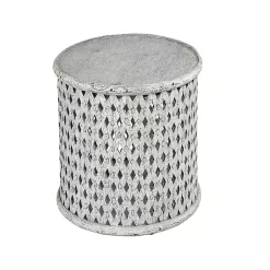 Kirklands Home Round White Wood Lattice Accent Table Best