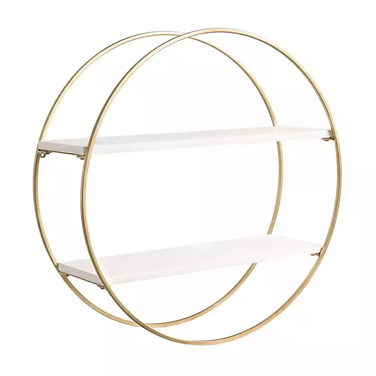 Kirklands Home Round White Wood Sequoia Wall Shelf Outlet
