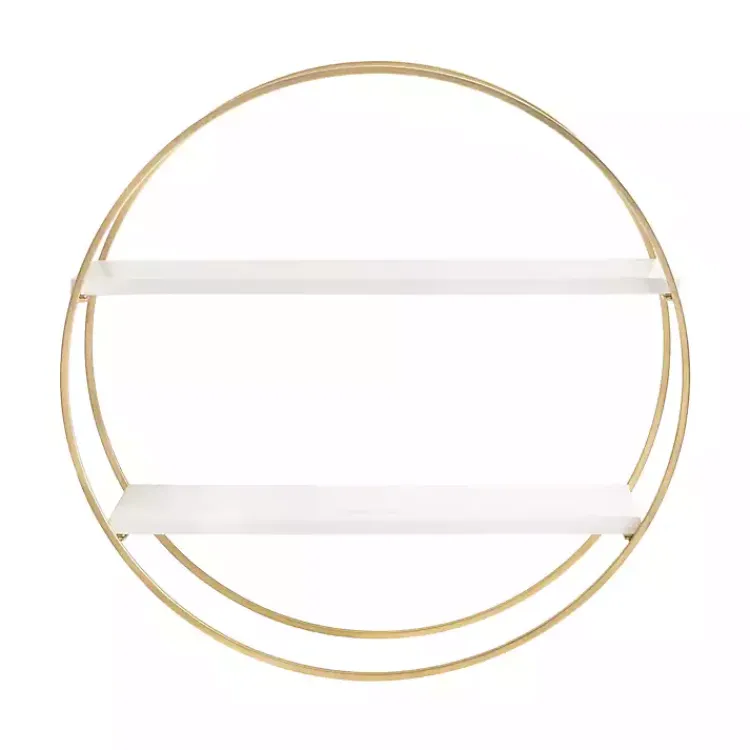 Kirklands Home Round White Wood Sequoia Wall Shelf Outlet