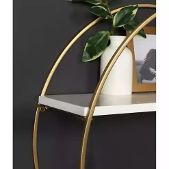 Kirklands Home Round White Wood Sequoia Wall Shelf Outlet