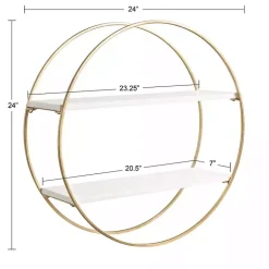Kirklands Home Round White Wood Sequoia Wall Shelf Outlet