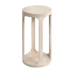 Kirklands Home Round washed Wood Dani Accent Table White Clearance
