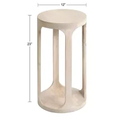 Kirklands Home Round washed Wood Dani Accent Table White Clearance
