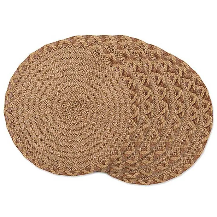 Kirklands Home Round Woven Lattice Placemats, Set of 6 Brown Clearance