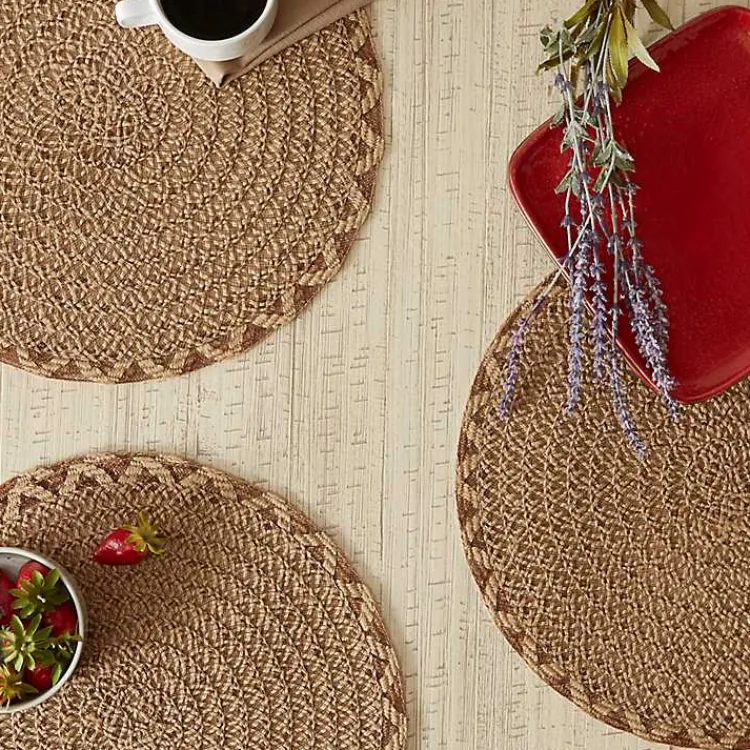 Kirklands Home Round Woven Lattice Placemats, Set of 6 Brown Clearance