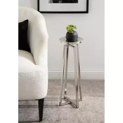 Kirklands Home Round Zia Metal Accent Table Silver Hot