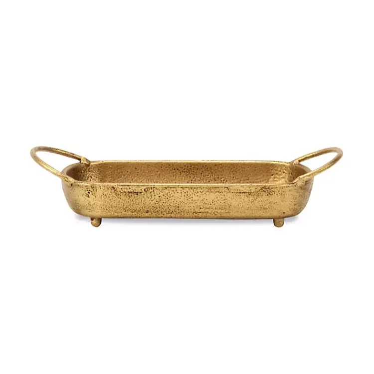Decorative Trays>Kirklands Home Rounded Rectangle Cast Iron Dish Gold