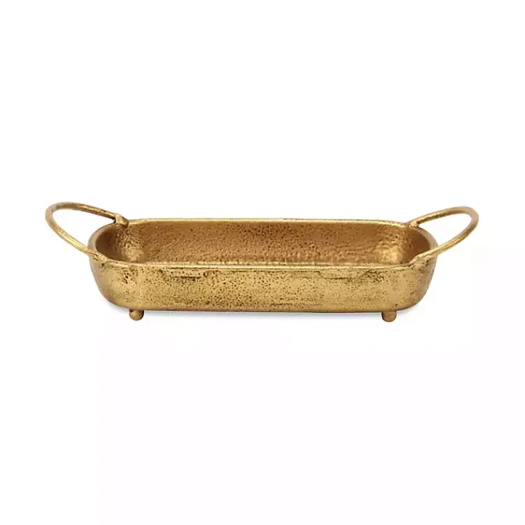 Decorative Trays>Kirklands Home Rounded Rectangle Cast Iron Dish Gold