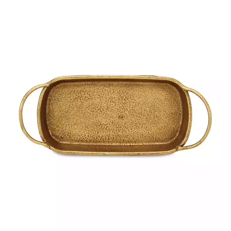 Decorative Trays>Kirklands Home Rounded Rectangle Cast Iron Dish Gold