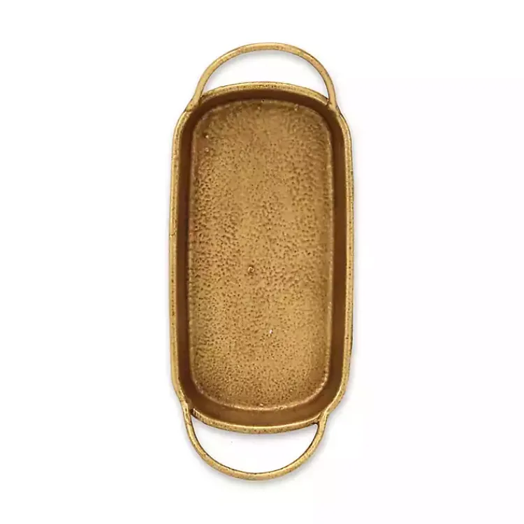 Decorative Trays>Kirklands Home Rounded Rectangle Cast Iron Dish Gold