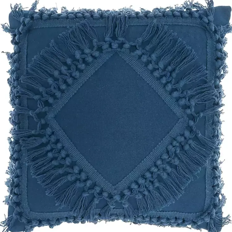 Pillows>Kirklands Home Royal Diamond Fringe Throw Pillow Blue
