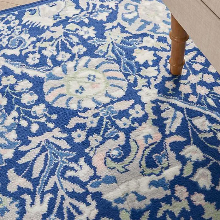 Kirklands Home Royal Blue Floral Motif Area Rug, 5x7 Outlet