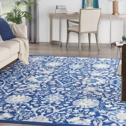 Kirklands Home Royal Blue Floral Motif Area Rug, 7x10 Best