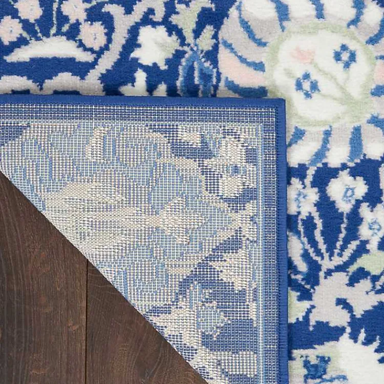 Kirklands Home Royal Blue Floral Motif Area Rug, 8x10 Clearance