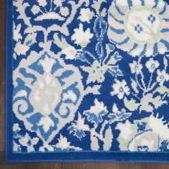 Kirklands Home Royal Blue Floral Motif Area Rug, 8x10 Clearance