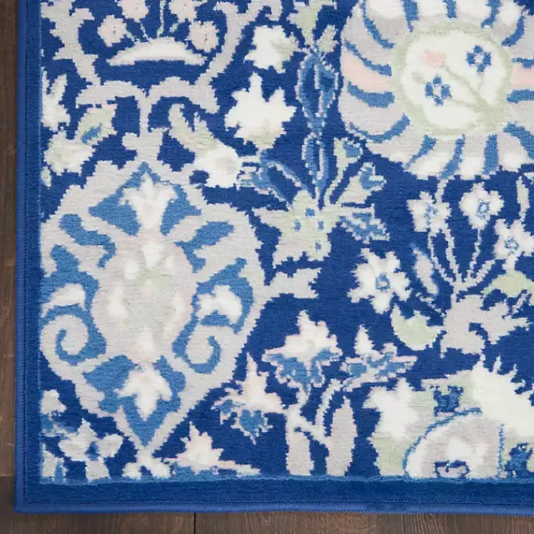 Kirklands Home Royal Blue Floral Motif Area Rug, 8x10 Clearance