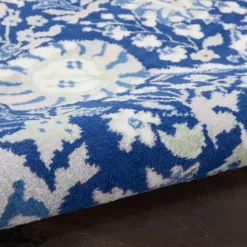 Kirklands Home Royal Blue Floral Motif Area Rug, 8x10 Clearance