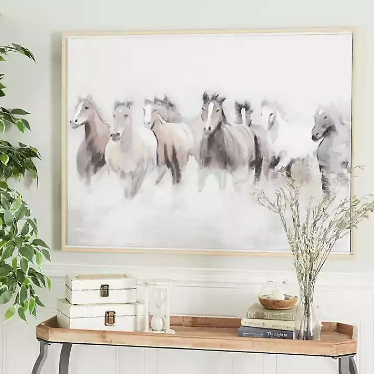 Kirklands Home Running Horses Framed Canvas Art Print Outlet
