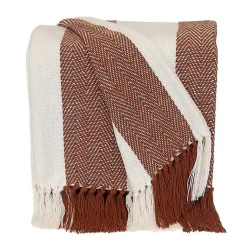 Blankets & Throws>Kirklands Home Rust Chalet Striped Fringe Throw