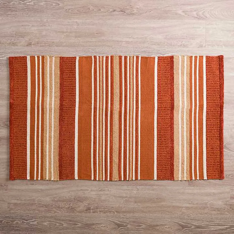 Kirklands Home Rust Chenille Striped Scatter Rug Orange Best