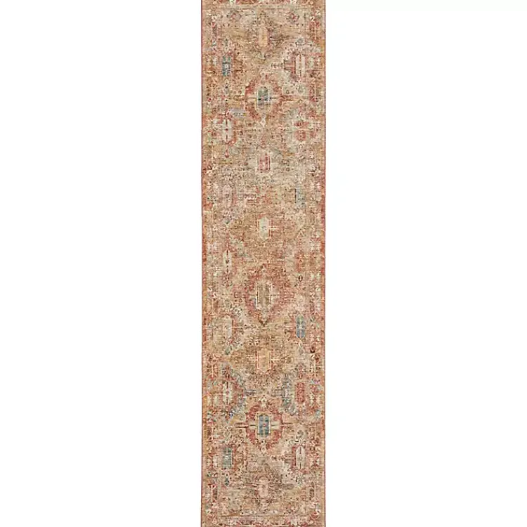 Kirklands Home Rust Distressed Multi Medallion Runner, 2x10