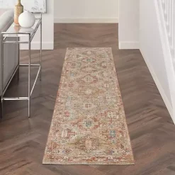 Kirklands Home Rust Distressed Multi Medallion Runner, 2x10