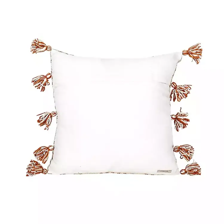 Kirklands Home Rust Plaid Tassel Indoor/Outdoor Pillow Outlet