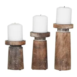 Candle Holders>Kirklands Home Rust Rustic Mango Wood 3-pc. Candle Holder Set