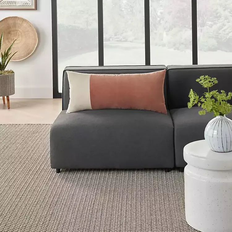 Pillows>Kirklands Home Rust Velvet Colorblock Lumbar Pillow