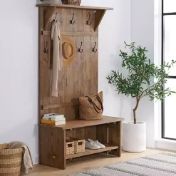 Kirklands Home Rustic Acacia Wood Hall Tree Sale