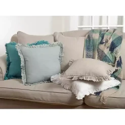 Pillows>Kirklands Home Rustic Beige Ruffled Edge Throw Pillow Tan